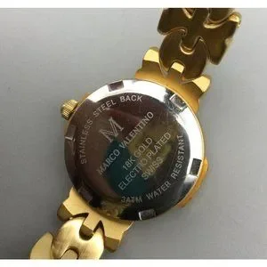 Marco Valentino Watch Women 18K Gold Plated Round Cream Dial New Battery 7.25